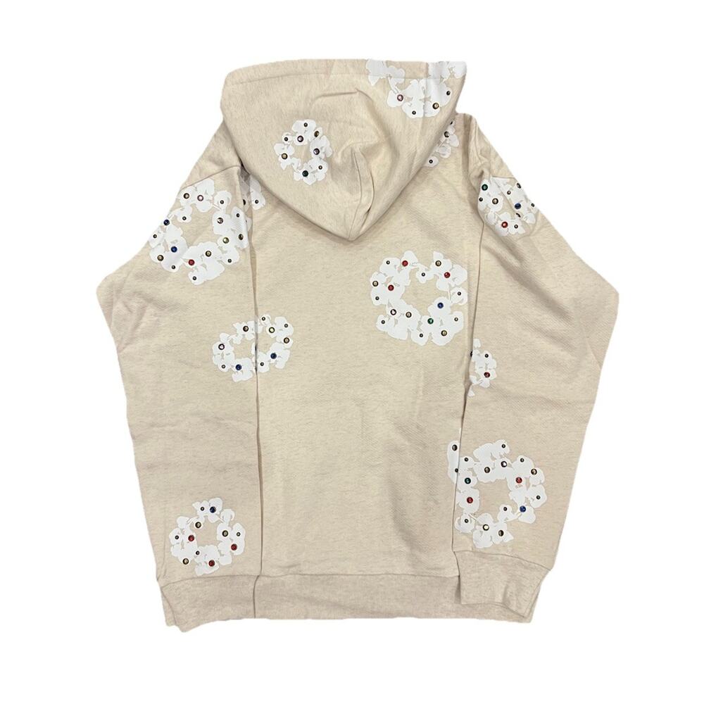 Size XL - Denim Tears Rhinestone Cotton Wreath Oatmeal Zip Up Hoodie Brand New! - Picture 4 of 7